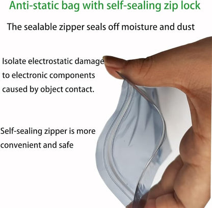 100pcs Antistatic Bags 5.9x7.8in/15x20cm, Resealable ESD Bag, Suitable for SSD Hard Disk and Various Electronic Devices