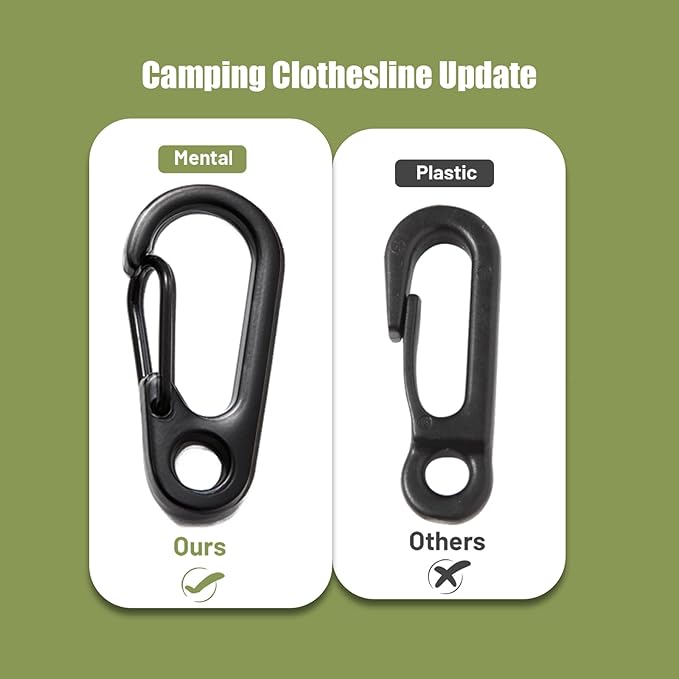 Portable Travel Clothesline Cord, Caudblor Adjustable 33ft Camping Clothes line, Laundry Drying Rope for Hotel Trip, Cruise, Outdoor/Indoor, with 12Pcs Stoppers, Windproof Clothespins