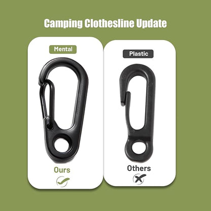 Portable Travel Clothesline Cord, Caudblor Adjustable 33ft Camping Clothes line, Laundry Drying Rope for Hotel Trip, Cruise, Outdoor/Indoor, with 12Pcs Stoppers, Windproof Clothespins