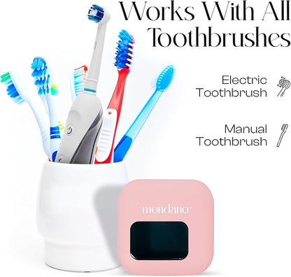 Mondano UV-C Toothbrush Sanitizer and Holder, Toothbrush Case - Manual/Electric Toothbrush Cover for Any Toothbrush Head - Rechargeable Toothbrush Travel Case, Tooth Brush Cover Cap for Home