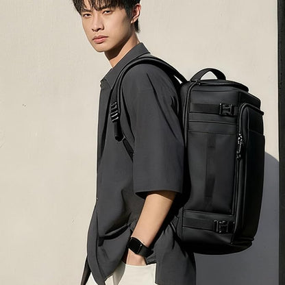 Carry On Travel Backpack Waterproof with Shoe Compartment Flight Approved Laptop Backpack Expandable Business Work Backpack for Women Men Casual Daypack, Black Film