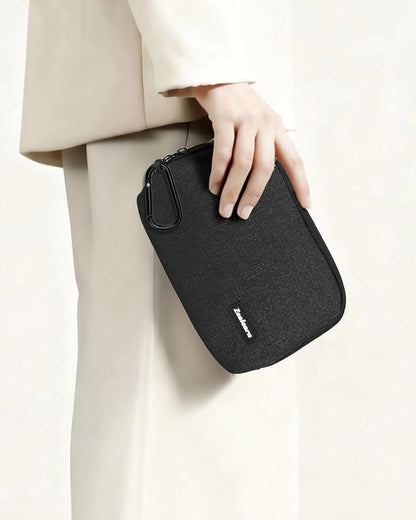 Travel Tech Carrying Pouch - Portable Electronics Organizer Travel Case, Portable Tech Organizer, All-in-One Storage Bag for Charging Cable (2 Pack, Black, Medium+Small)