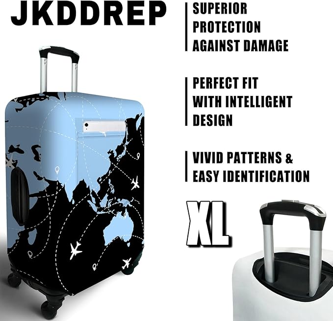 World Plates Travel Luggage Cover, Travel-Themed Suitcase Protector Stretchable, Washable Travel Suitcase Cover (XL for 29-32 Inch Luggage)