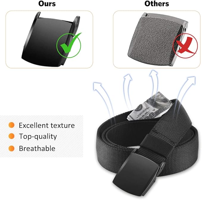 AGPTEK Travel Money Belt, Hidden Money Pouch, Anti-Theft Security Waist Wallet, Secret Compartment Money Hideaway for Business Trip Jogging Outdoor Working, Gift for Fathers Dad Men Boyfriend, Black