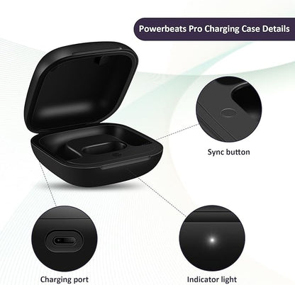 Jinstyles Replacement Charging Case Compatible for Powerbeats Pro, Charger Case with Bluetooth Pairing Sync Button, 700 mAh Built-in Battery, Capable of Charging 3 Times