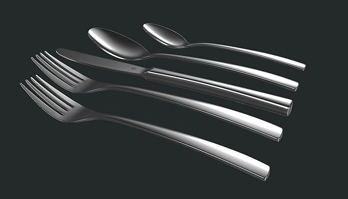 Matte Silverware Set, 18/10 Stainless Steel Satin Flatware, Modern Brushed Finish Cutlery, Dishwasher Safe & Durable, Built to Last (60-Piece, Sleek)