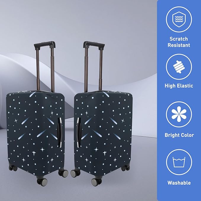 Travel Luggage Cover Protector Stretchy Washable Suitcase Cover With Zippers For 31-32 Inch Luggage (XL, Black, Starrysky)