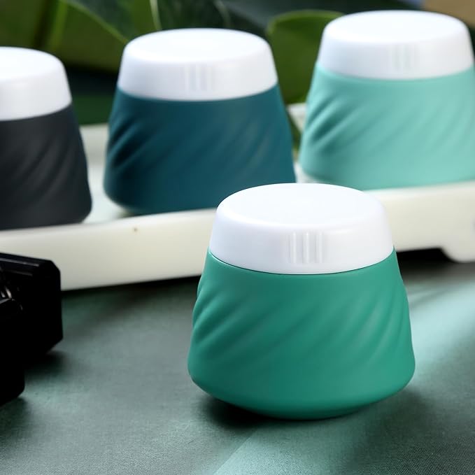 Gemice Silicone Cream Jars TSA Approved Travel Size Containers with Clear Bag, Leak-proof Travel Accessories with Lid for Cosmetic Face Body Hand Cream (4 Pack)