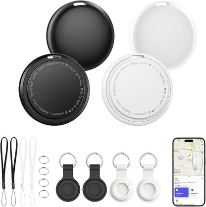 Air Tracker Tags 4 Pack, Bluetooth Smart Tag for Item Finder, Compatible with iOS Find My, Replaceable Battery & Long Battery Life, Item Locator for Keys, Luggage, Bags, Wallet with Key Chain