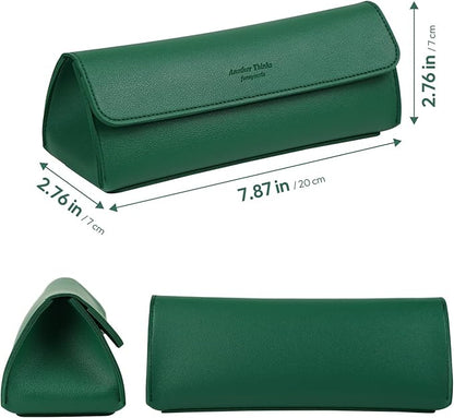 carrotez Stylish PU Leather Makeup Bag: Versatile Travel Toiletry Bag & Cosmetic Pouch, Small Makeup Organizer for Purse Essentials - Ideal Makeup Brush Holder & Sunglasses Case for Women - Green
