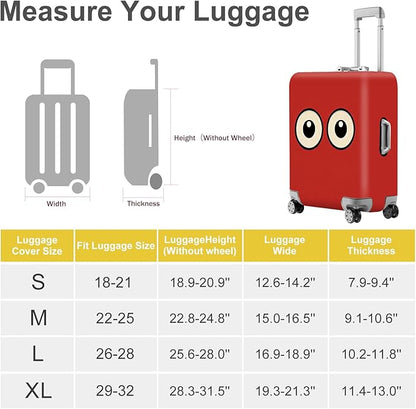 ANNA QUEEN Funny Cartoon Eyes Luggage Cover, Red Suitcase Protector with Cute Big Eyes Design, Travel Suitcase Cover for 28-30 Inch Luggage, Stretchable & Washable Spandex Travel Accessories