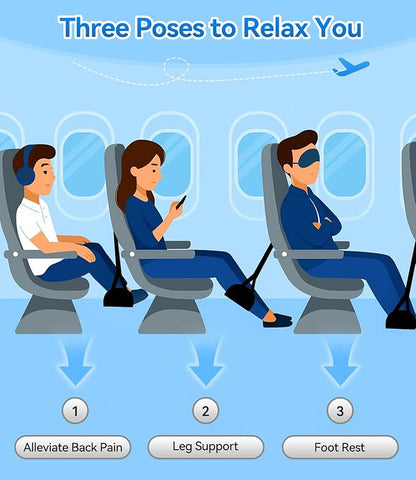 Ergonomic Airplane Foot Hammock(Memory Foam)-Ultimate Comfort Foot Hammock for Plane Travel Essentials to Relax Your Feet, Portable Airplane Foot Rest with Adjustable Strap 2-Pack
