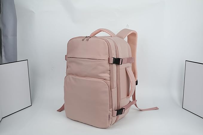 ZOMFELT Travel Backpack for Women Men, Carry On Backpack, TSA 15.6inch Laptop Backpack Flight Approved, Personal Item Travel Bag Nurse Bag Casual Daypack for Weekender Business Trip, Pink