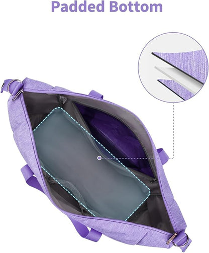 Narwey Women's Overnight Travel Duffel Bag - Spirit Airlines Personal Item, 18x14x8 Inches, Underseat with Wet Pocket, Purple