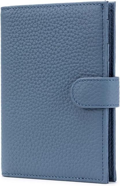 RFID Leather Passport Holder for Travel Women & Men – Compact Slim Christmas Gift for Travel Passport Wallets with Card Slots, Zippered Coin Pocket & Travel Passport Cover Case – Denim Blue