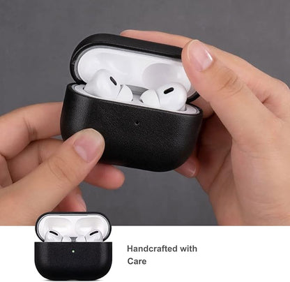 Lopie Handmade Series Cowhide AirPods Pro Case, Full Grain Leather, Shockproof, Dust/Dirt Proof - Black
