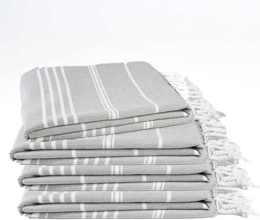 Cotton Turkish Beach Towel with Towels Oversized 36"x72" Pool Absorbent Extra Large Quick Dry Sand Travel Towel (Silver Mist, 4 Pack)