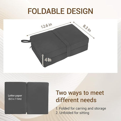 Airplane Seat Cushions 2 Pack, Stadium Seat Cushion, Travel Seat Cushion 16.8 * 13 * 2 inches with Handle, Foldable & Portable for Travel and Outdoor Use (Black)