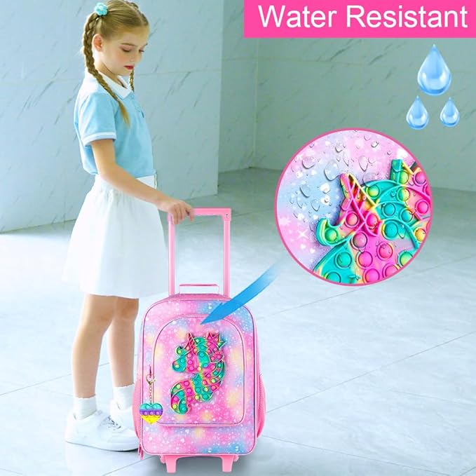 Kids Luggage for Girls, Cute Unicorn Rolling Suitcase Wheels for Children Toddler