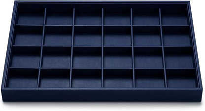 Oirlv Stackable Premium Leather Jewelry Trays 24 Grid Jewelry Organizer for Drawer Rings Earrings Holder Organizer