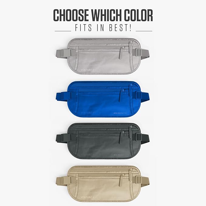 Travel Money Belt, RFID Blocking for Men & Women - Ideal for Keeping Your Cash, Credit Card, Passport, Phone Safe When Traveling (Sleek Silver)