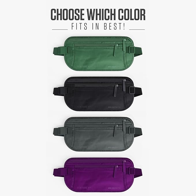 Travel Money Belt, RFID Blocking for Men & Women - Ideal for Keeping Your Cash, Credit Card, Passport, Phone Safe When Traveling (Sleek Army Green)