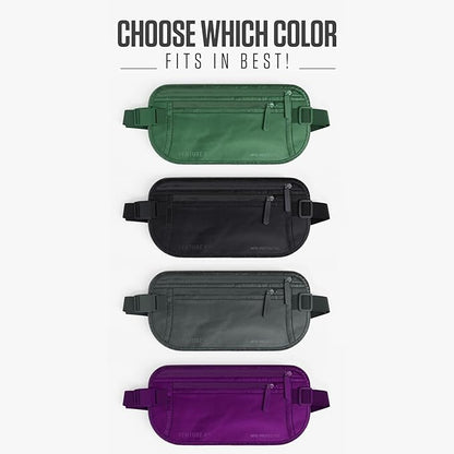 Travel Money Belt, RFID Blocking for Men & Women - Ideal for Keeping Your Cash, Credit Card, Passport, Phone Safe When Traveling (Sleek Army Green)