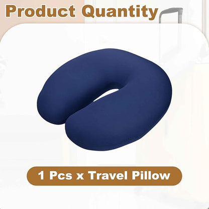 HARFINGTON Travel Pillow Airplane Neck Pillow U-Shaped Filled with Foam Beads Stuffable Classic for Sleeping Neck Chin Lumbar Support, Dark Blue