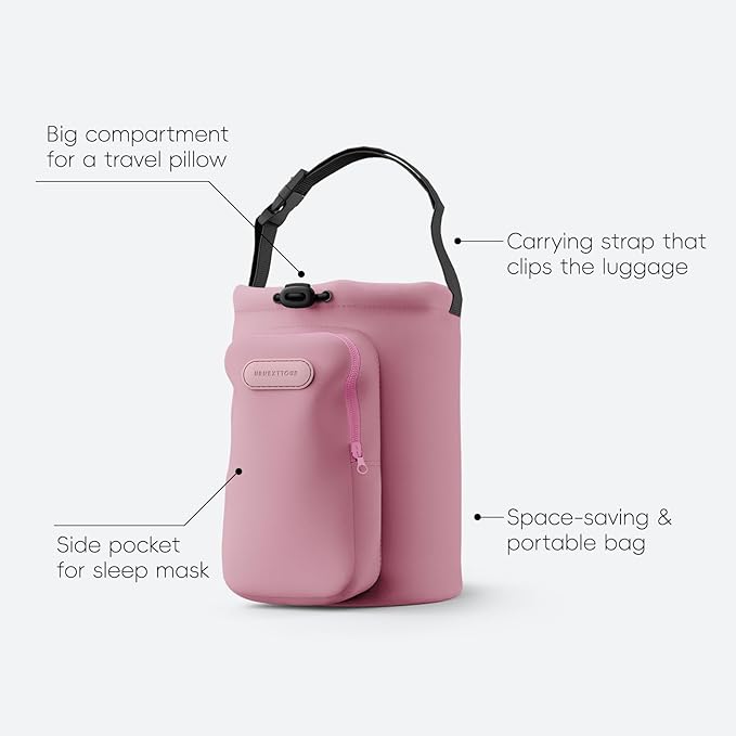 Neck Pillow for Travel Memory Foam Design Models Pillows with Zero Eye Pressure 3D Eye Mask and Compact Bag Traveling Essentials Plane Car Flight Rest Sleeping Use Adult, Pink