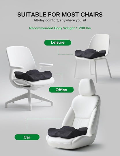 Medisana Seat Cushion, SC 150B Seat Cushions for Office Chairs, Car Seat, Wheelchair - Sciatica & Tailbone & Coccyx Pain Relief Pillow for Driver Sedentary People（Size:19.6 * 16.6 * 3.7 in-Black）