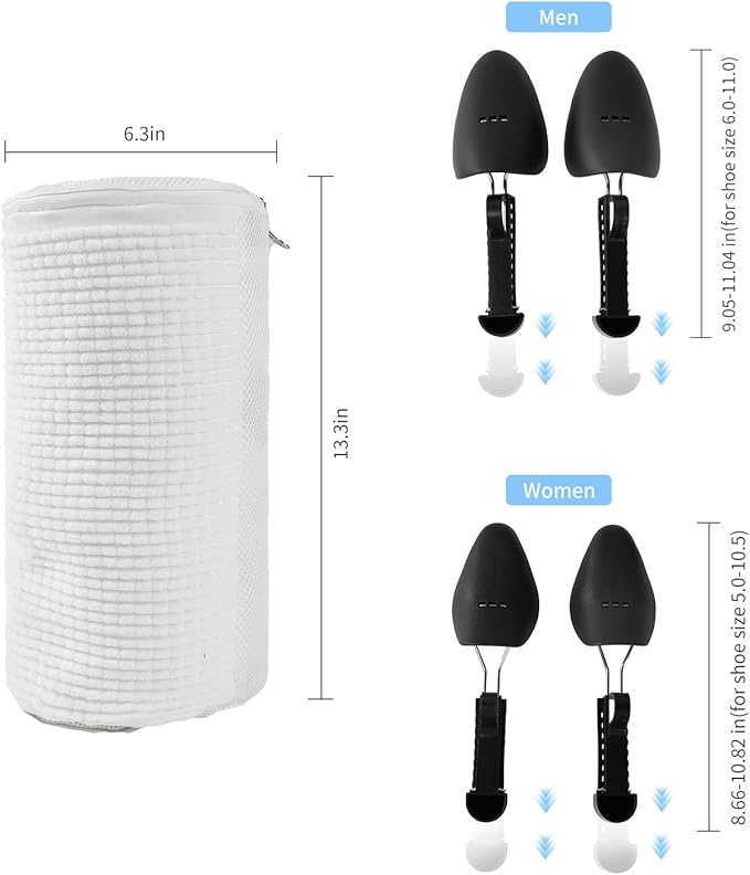 GOGOODA Shoes Was Bags for Laundry with Shoe Trees, 2 PCS Sneakers Washing Bags for Washers and Dryers, Durable Shoe Cleaning Bag for Gym, Tennis Shoes Unstain Cleaner Kit(White, 2Pack)