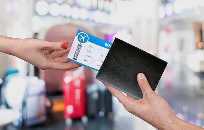 Black RFID Genuine Leather Passport Wallet