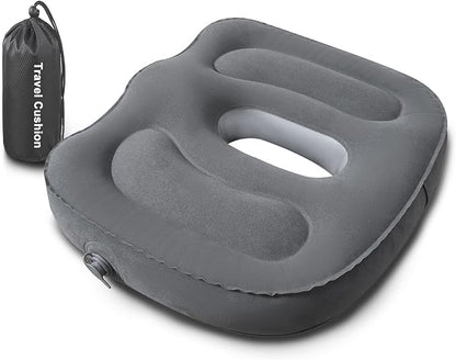 Travel Cushion,Air Seat Cushion,Evolution Cushion Portable & Lightweight Inflatable Seat Cushion - Ideal for Airplane Chairs, School Bleachers, Stadium Seats, and Wheelchairs (Gray)