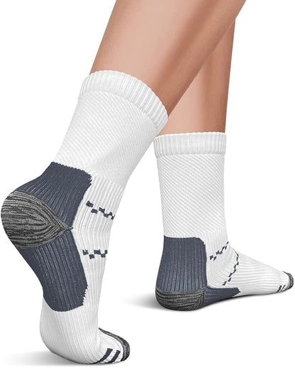 CHARMKING 6 Pairs Crew Compression Socks for Women & Men Circulation 15-20 mmHg is Best for All Day Wear Running Nurse