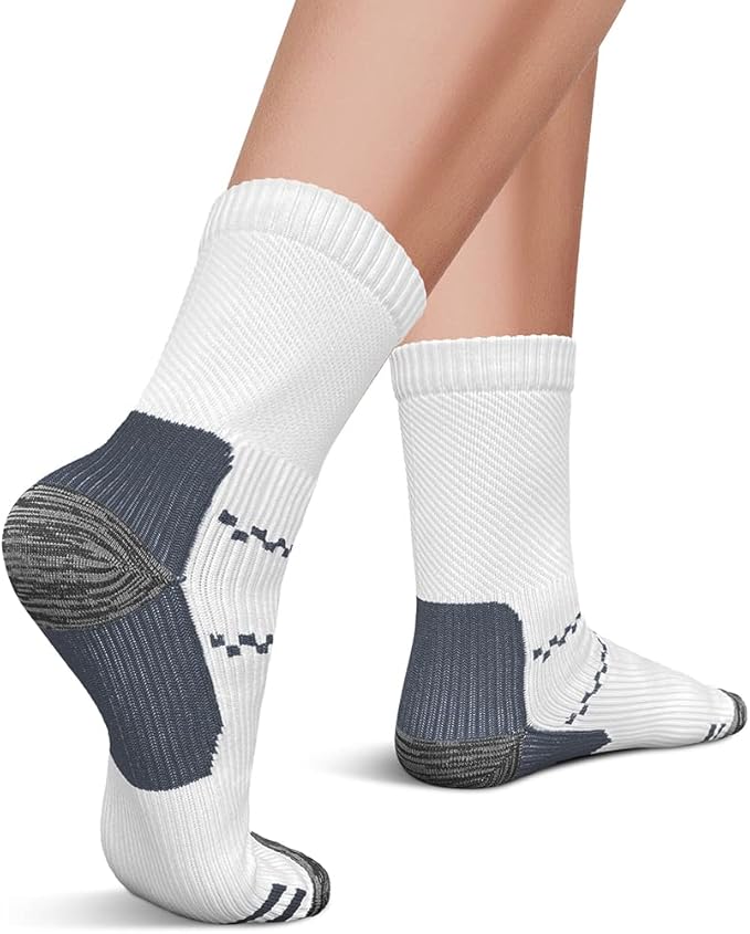 CHARMKING 6 Pairs Crew Compression Socks for Women & Men Circulation 15-20 mmHg is Best for All Day Wear Running Nurse