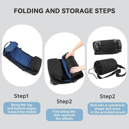 85L 29“ Foldable Rolling Backpack with Wheels, Soft-Side Travel Duffle Bag with Separate Shoe Compartment, Full Quilted Bottom, Navy Blue