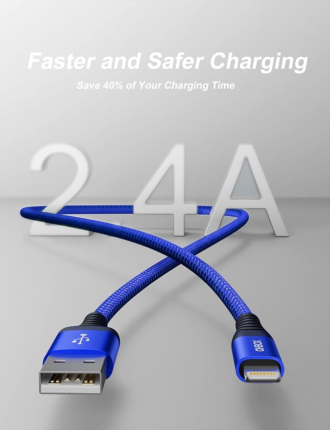 iPhone Charger Cable 6FT, USB to Lightning Cable 3Pack Braided USB iPhone Charger Fast Charging Cable iPhone Cord Compatible with iPhone 14/13/12/11/Pro/Max/Mini/X/Plus/8/7/6/5S/SE/Plus/iPad and More