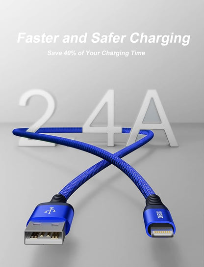 iPhone Charger Cable 6FT, USB to Lightning Cable 3Pack Braided USB iPhone Charger Fast Charging Cable iPhone Cord Compatible with iPhone 14/13/12/11/Pro/Max/Mini/X/Plus/8/7/6/5S/SE/Plus/iPad and More