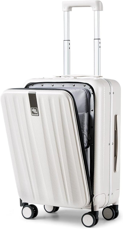 Hanke 20 Inch Carry On Luggage Hard Shell Suitcases with Wheels Luggage Suitcase Travel Luggage for Women Men Rolling Luggage Bags for Business Trip Weekender-Ivory white