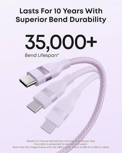 Anker Car Carplay Cable for iPhone 17 16 Pro Max Plus, Upcycled Braided USB A to USB C Car Charger Cord for Samsung Note20 and More (3FT,Violet)