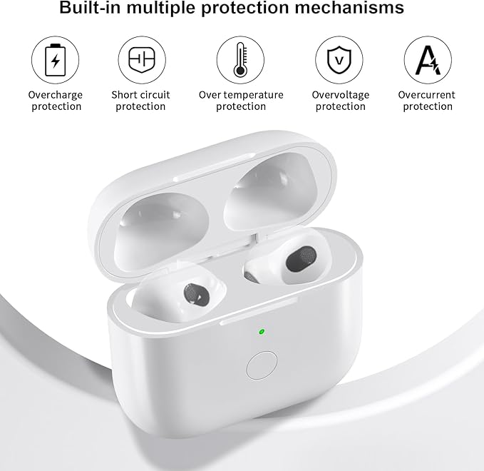 Wireless Charging Case Compatible with AirPod 3rd Generation, Air Pod 3 Charger Case Replacement with Bluetooth Pairing Sync Button,Without Earbuds,White