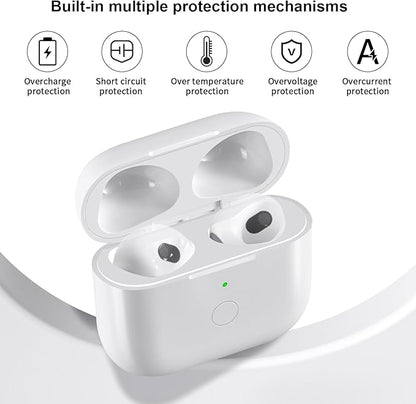 Wireless Charging Case Compatible with AirPod 3rd Generation, Air Pod 3 Charger Case Replacement with Bluetooth Pairing Sync Button,Without Earbuds,White