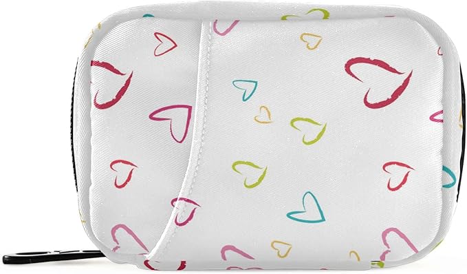 White Hearts Travel Pill Organizer Weekly Small Cute Pill Box 7 Day Pill Case Vitamin Holder Pill Bottle Organizer Vitamin