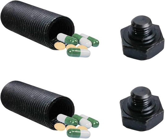 2PCS Small Pocket Pill Box, Portable Mini Pill Organizer Case Waterproof Metal Pill Holder Medication Pill Boxes Medicine Bottle for Outdoor Camping Travel 7 Day Vitamin Organizer (Black)