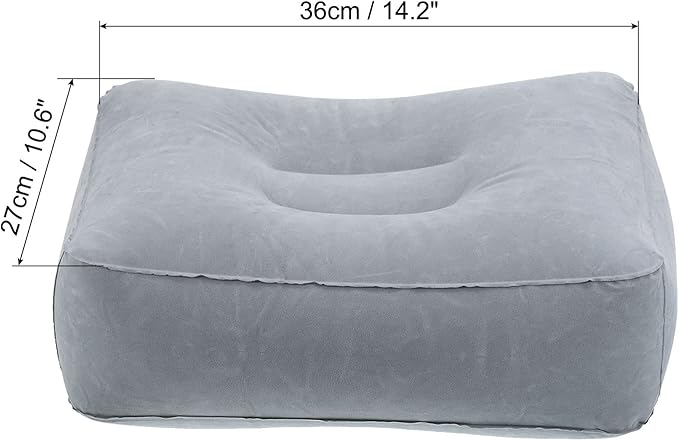 PATIKIL Travel Foot Rest Pillow, Inflatable Foot Rest Cushion Car Seat Footrest Leg Rest Pillow for Airplane Travel Office Home, Gray