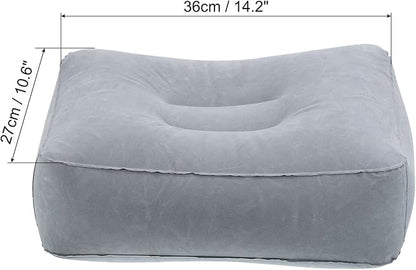 PATIKIL Travel Foot Rest Pillow, Inflatable Foot Rest Cushion Car Seat Footrest Leg Rest Pillow for Airplane Travel Office Home, Gray