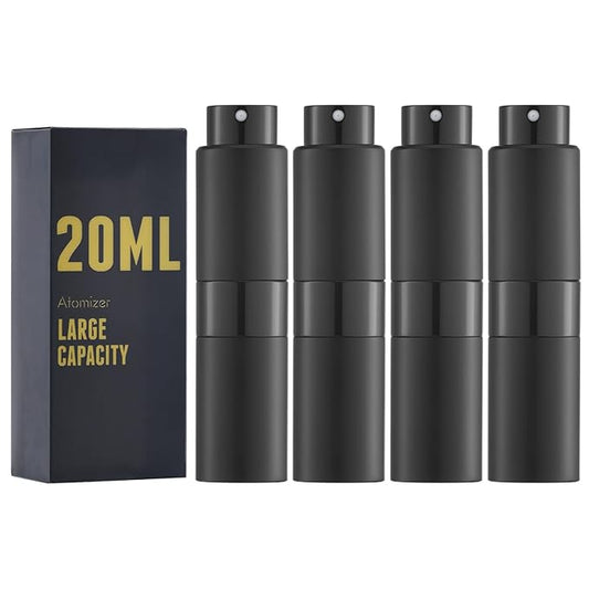 20ML Perfume Atomizer, Travel Cologne Spray Bottle, Mini Empty Sprayer Dispenser (Black,4PCS)
