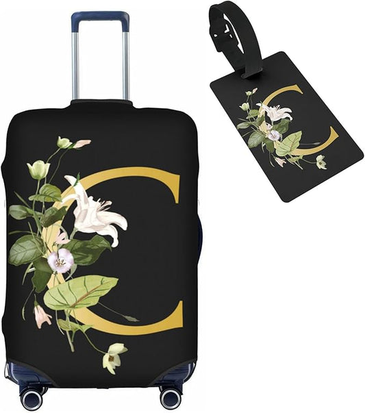 Decorative C Suitcase Protectors Elastic Washable Luggage Covers With Concealed Zippers For 18-32 Inch Luggage (Size L: Fits 25-28 Inch)