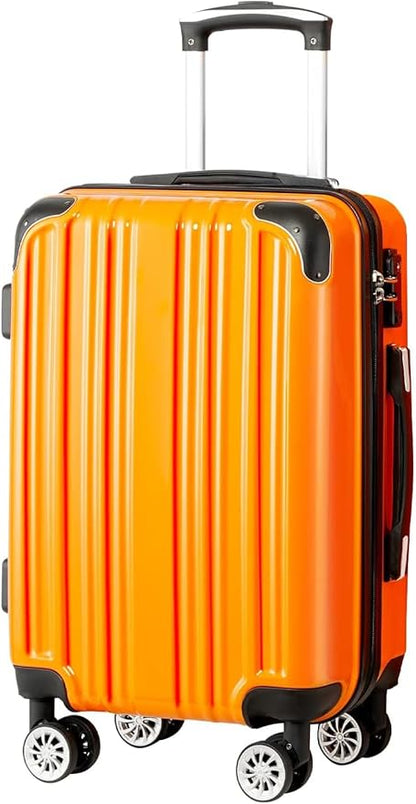 Coolife Luggage Expandable(only 28") Suitcase PC+ABS Spinner 20in 24in 28in Carry on (orange new, M(24in))
