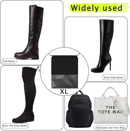 6 Pack Dust Bags for Purses and Handbags, Large Non-Woven Dustproof Drawstring Bags, Travel Shoe Bags, Purse Dust Bags for Storage with Transparent Slot - 19.6in X 23.6in, Black